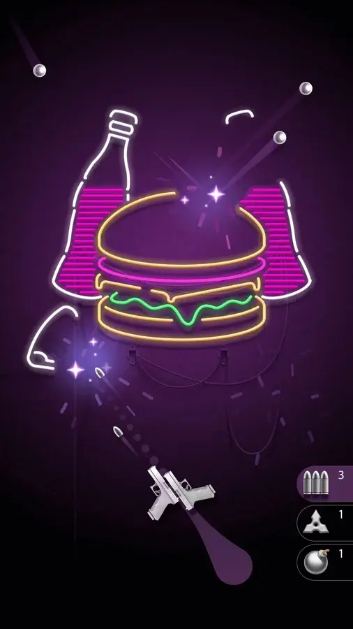 Neon burger level in Hit the Light